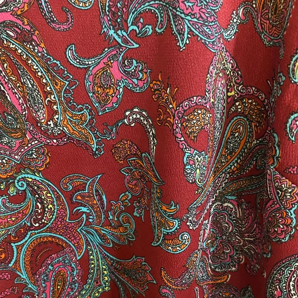 Talbots Red Paisley Ruffle Blouse - Picture 11 of 14